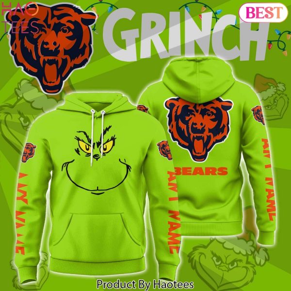 Personalized The Grinch x Chicago Bears Logo Design Hoodie