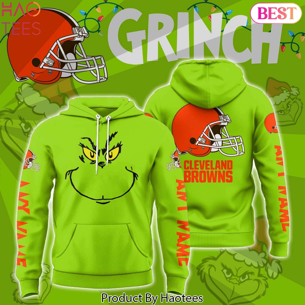 Personalized The Grinch x Cleveland Browns Hoodie - Green Personalized The Grinch x Cleveland Browns Hoodie - Green