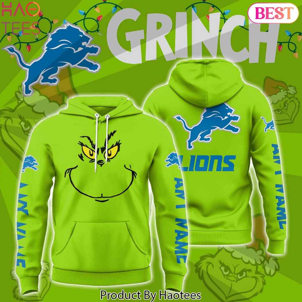 Personalized The Grinch x Detroit Lions Design Hoodie - Green Personalized The Grinch x Detroit Lions Design Hoodie - Green