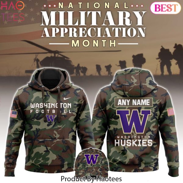 Personalized Washington Huskies Football 2024 Military Appreciation Club Hoodie
