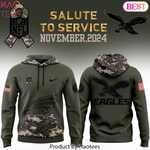 Philadelphia Eagles Camo 2024 Salute To Service Club Hoodie