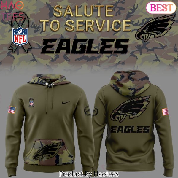 Philadelphia Eagles Camo 2024 Salute to Service Design Hoodie