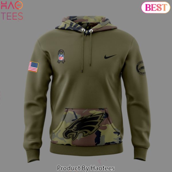 Philadelphia Eagles Camo 2024 Salute to Service Design Hoodie