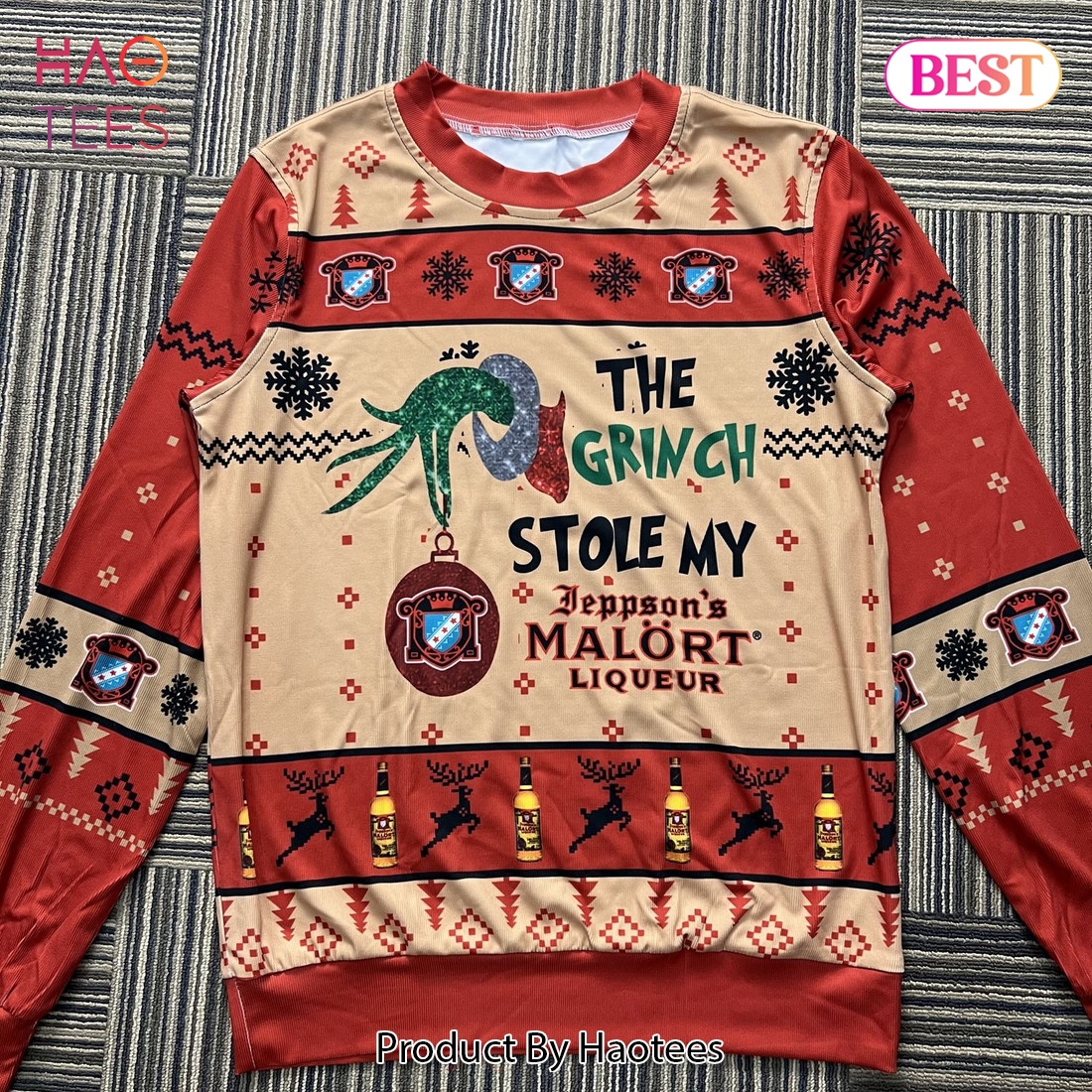 The Grinch Stole Jeppson Malort Ugly Christmas Sweater The Grinch Stole Jeppson Malort Ugly Christmas Sweater