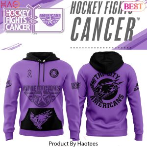 Tri-City Americans Hockey Fight Cancer 2024 Design Purple Hoodie