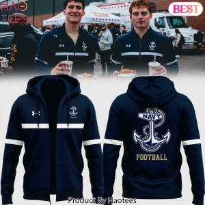 2025 Navy Midshipmen Football Design Zip Hoodie