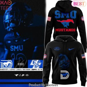 Dark Mode SMU Mustangs Football Logo Hoodie