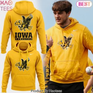 Iowa Hawkeyes Men Basketball Design Gold Hoodie