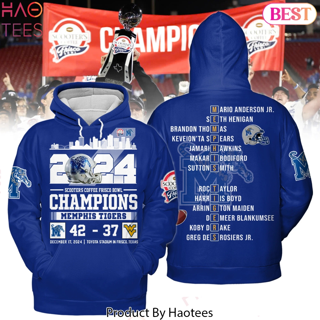 Memphis Tigers 2024 Scooters Coffee Frisco Bowl Champions Design Hoodie Memphis Tigers 2024 Scooters Coffee Frisco Bowl Champions Design Hoodie