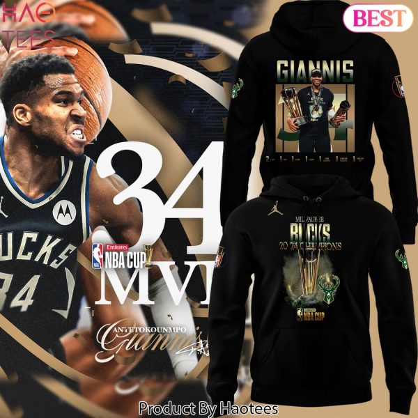 NBA CUP Champions Milwaukee Bucks Basketball Giannis Antetokounmpo Design Hoodie