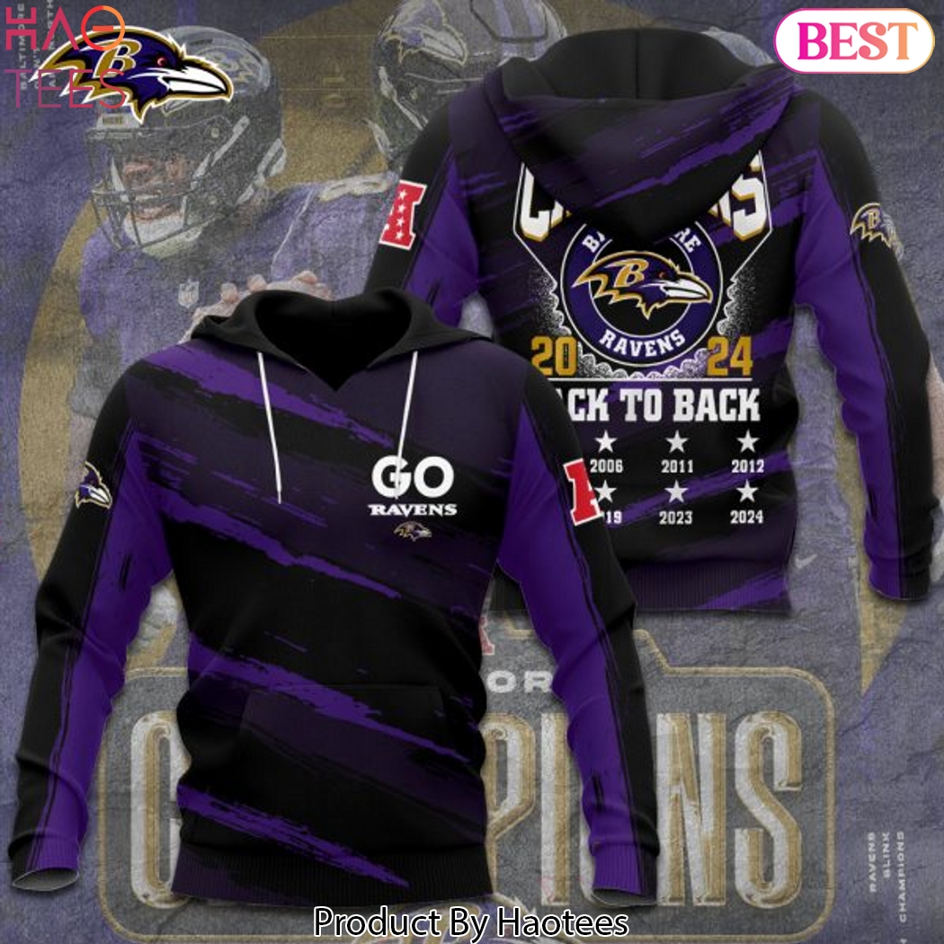 2024 AFC North Champs Baltimore Ravens Back To Back Go Ravens Design Hoodie 2024 AFC North Champs Baltimore Ravens Back To Back Go Ravens Design Hoodie