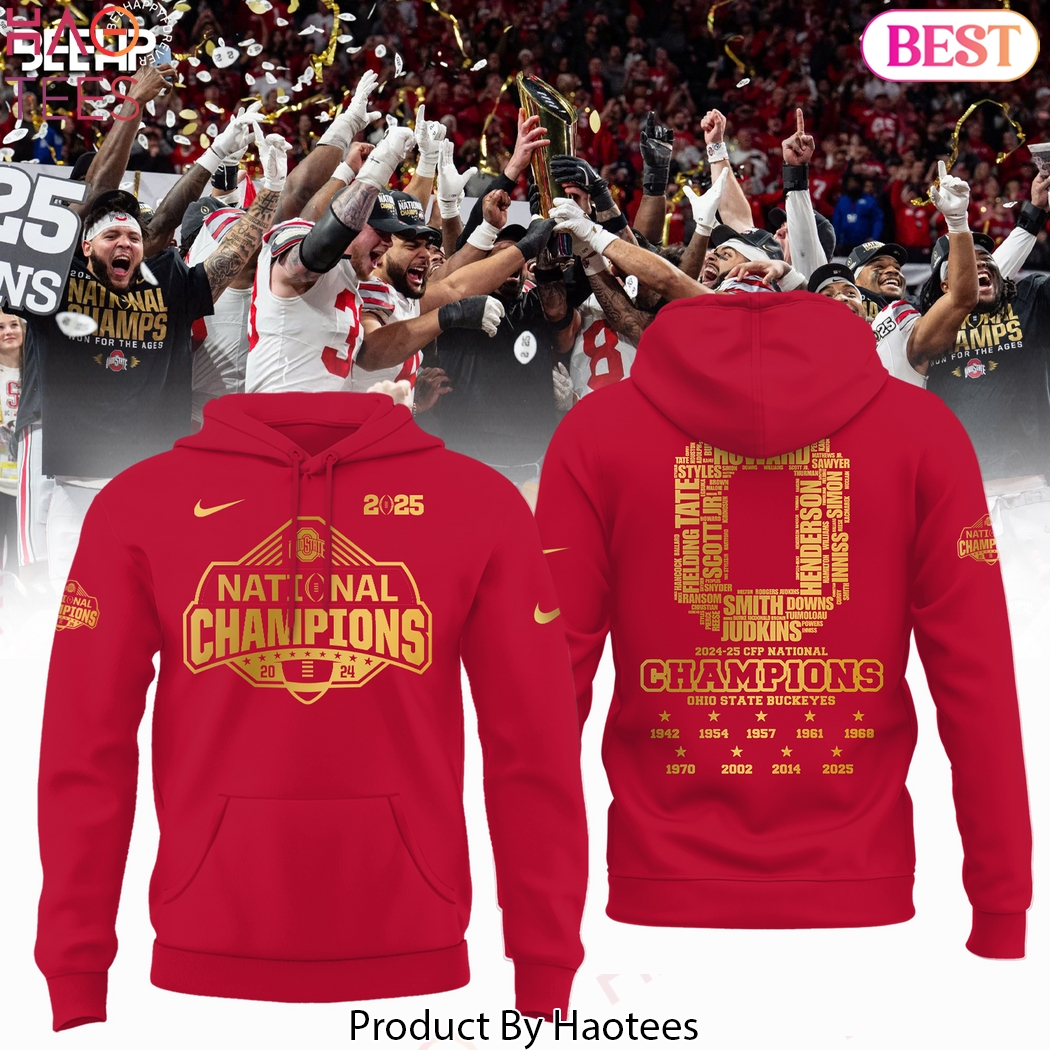 2025 National Champions Ohio State Buckeyes Design Hoodie - Red 2025 National Champions Ohio State Buckeyes Design Hoodie - Red