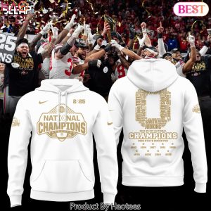 2025 National Champions Ohio State Buckeyes Design Hoodie – White