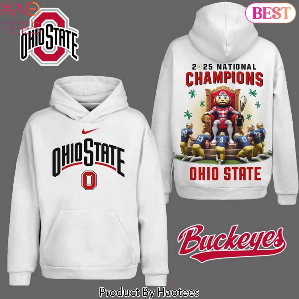 2025 National Champions Ohio State Buckeyes Football Design Hoodie - White 2025 National Champions Ohio State Buckeyes Football Design Hoodie - White