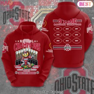 9 Time National Champions Ohio State Buckeyes Design Hoodie