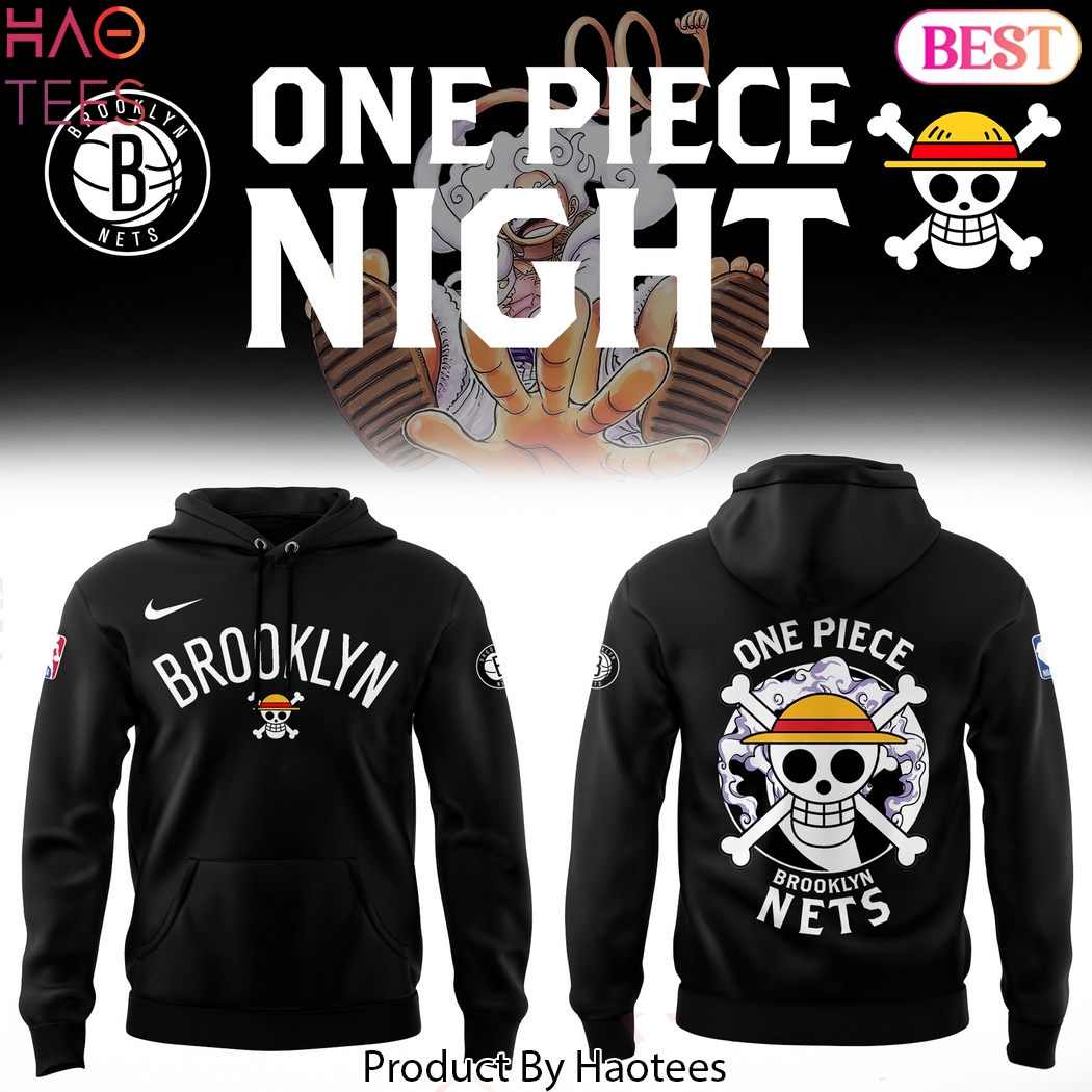 Brooklyn Nets Basketball x One Piece Night Design Hoodie Brooklyn Nets Basketball x One Piece Night Design Hoodie