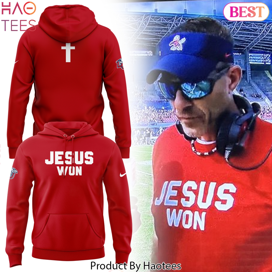 Coach Jamey Chadwell Jesus Won Liberty Flames Hoodie - Red Coach Jamey Chadwell Jesus Won Liberty Flames Hoodie - Red