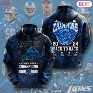 Detroit Lions NFC North Champions 2024 Back To Back Design Hoodie