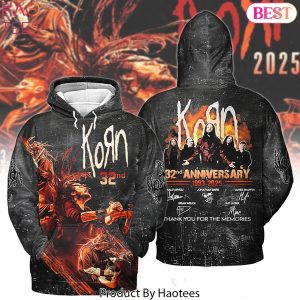 Korn 32nd Anniversary 1993-2025 Signature Thank You For The Memories Design Hoodie