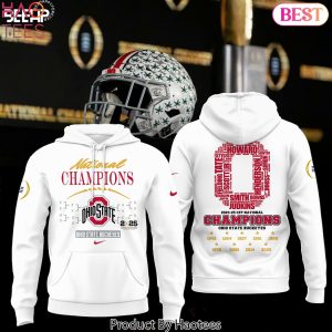 Ohio State Buckeyes 2024-25 CFP National Champion Design Hoodie – White