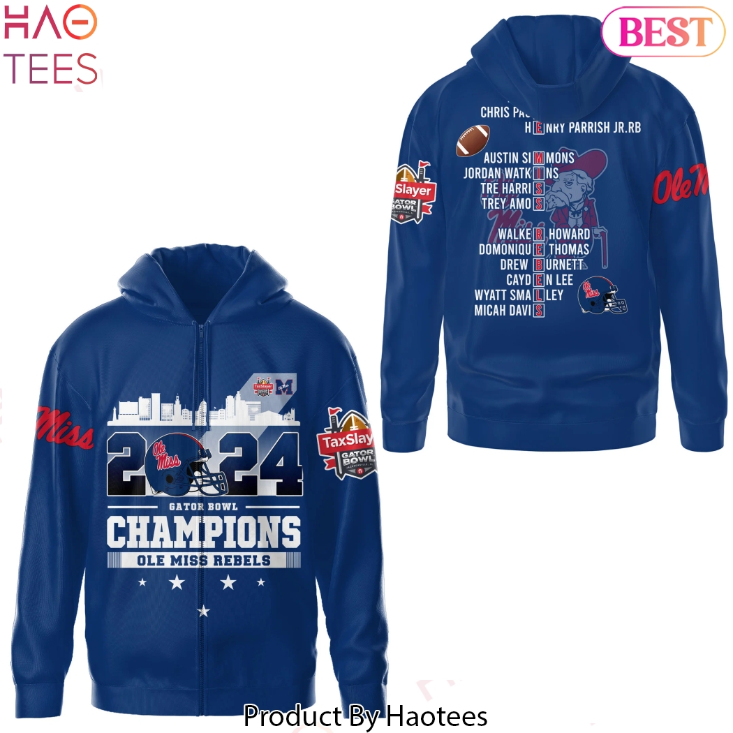 Ole Miss Rebels 2024 Gator Bowl Champions Design Zip Hoodie Ole Miss Rebels 2024 Gator Bowl Champions Design Zip Hoodie