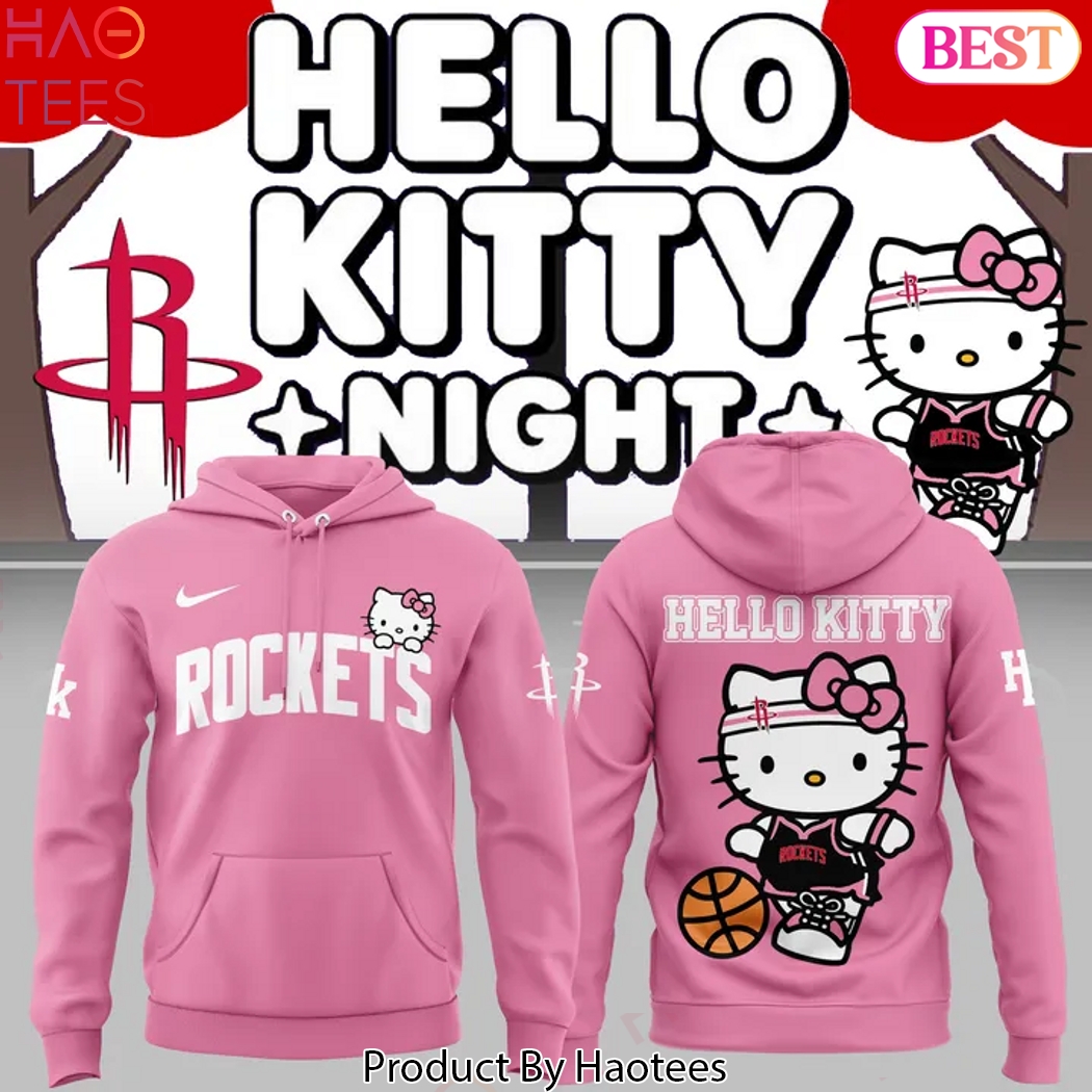 2025 Houston Rockets x Hello Kitty Design Hoodie - Pink 2025 Houston Rockets x Hello Kitty Design Hoodie - Pink