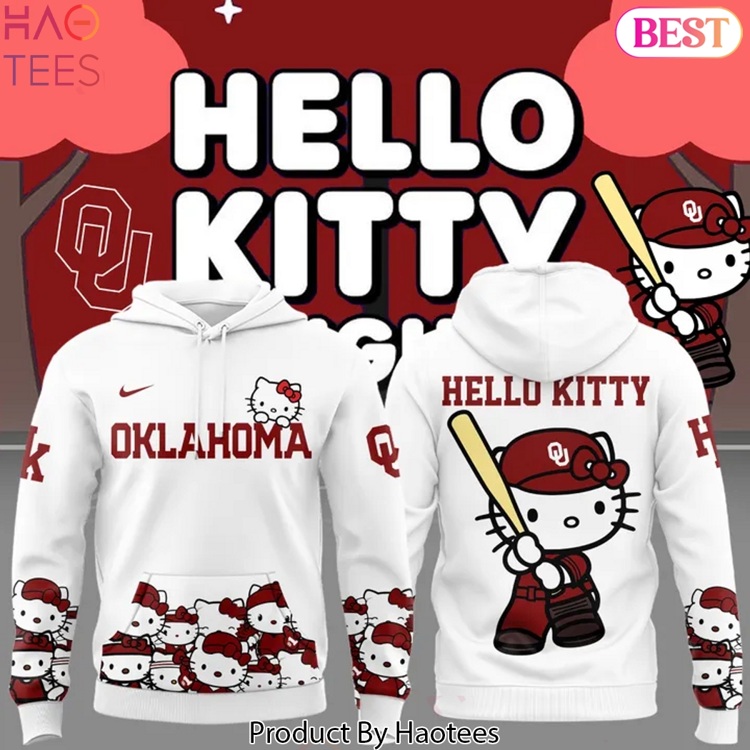 2025 Oklahoma Sooners Women Softball x Hello Kitty Design Hoodie - Red 2025 Oklahoma Sooners Women Softball x Hello Kitty Design Hoodie - Red