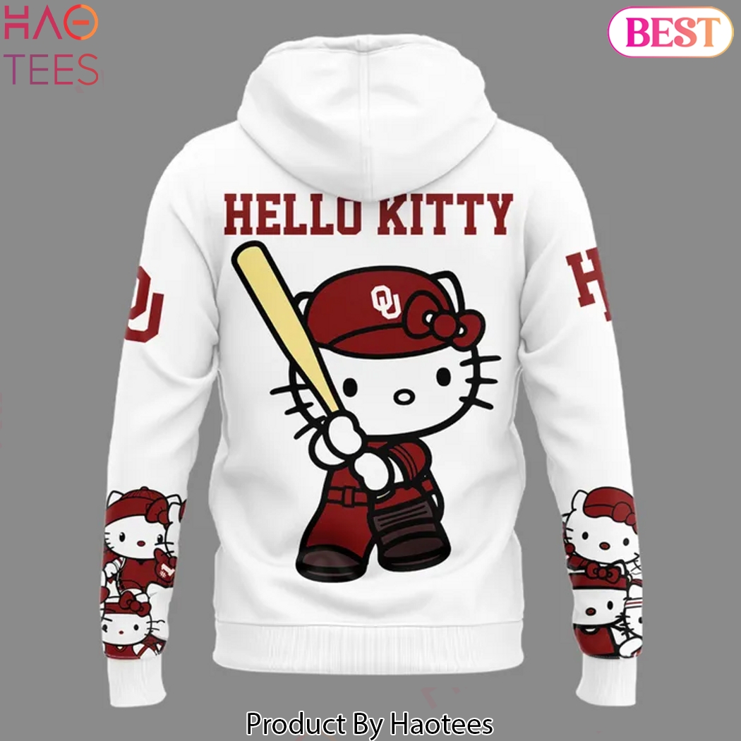 2025 Oklahoma Sooners Women Softball x Hello Kitty Design Hoodie - Red 2025 Oklahoma Sooners Women Softball x Hello Kitty Design Hoodie - Red