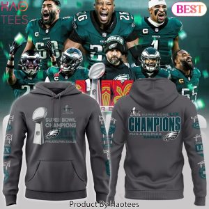 2025 Philadelphia Eagles Super Bowl LIX Champions Design Hoodie – Grey