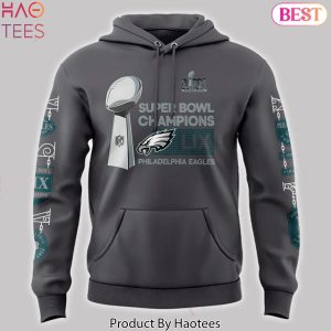 2025 Philadelphia Eagles Super Bowl LIX Champions Design Hoodie – Grey