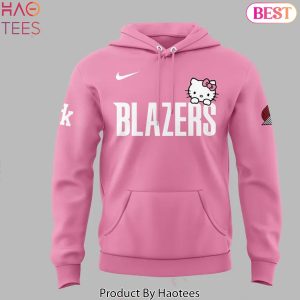 2025 Portland Trail Blazers x Hello Kitty Design Hoodie – Pink