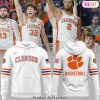 Clemson Tigers Men Basketball Design Hoodie – White