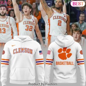 Clemson Tigers Men Basketball Design Hoodie – White
