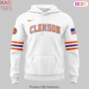 Clemson Tigers Men Basketball Design Hoodie – White