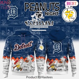 Detroit Tigers x Peanuts Night 75 Years Design Hoodie