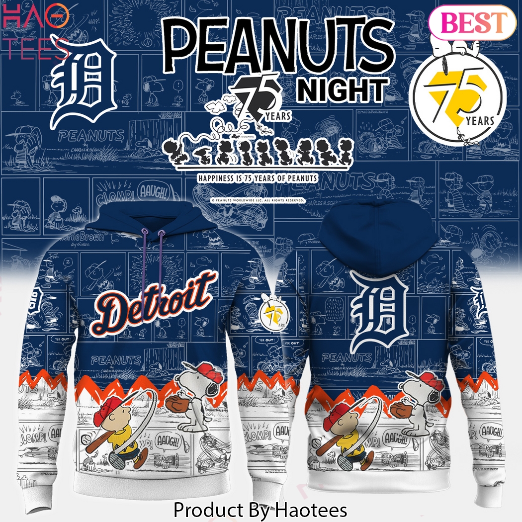 Detroit Tigers x Peanuts Night 75 Years Design Hoodie Detroit Tigers x Peanuts Night 75 Years Design Hoodie