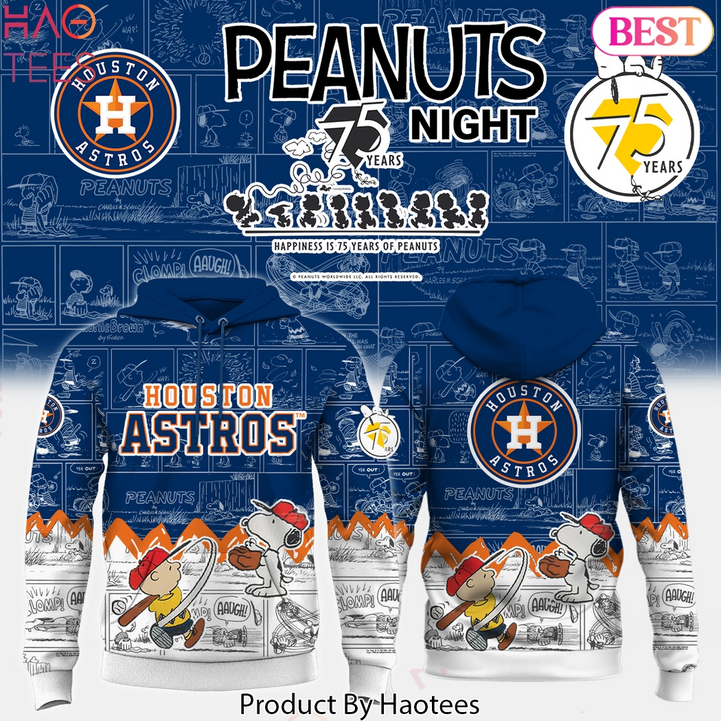 Houston Astros x Peanuts Night 75 Years Design Hoodie Houston Astros x Peanuts Night 75 Years Design Hoodie
