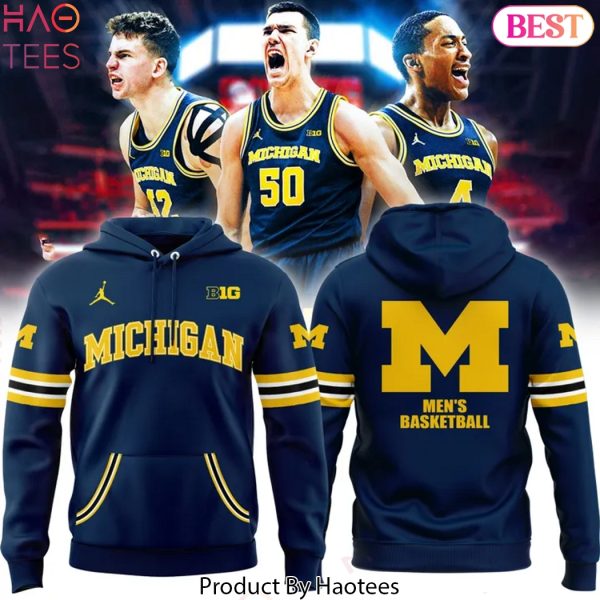 Michigan Wolverines Men Basketball Design Hoodie – Blue