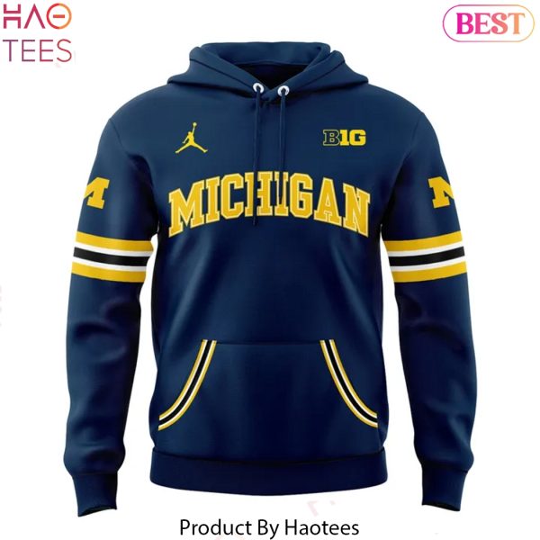 Michigan Wolverines Men Basketball Design Hoodie – Blue