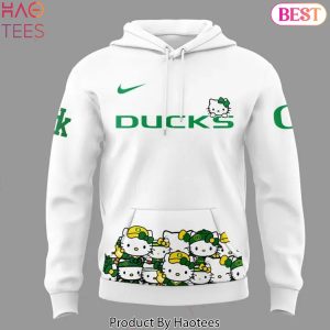 Oregon Ducks Women Basketball x Hello Kitty Design Hoodie – White