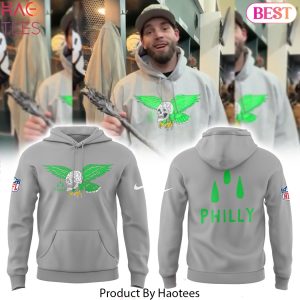 Philadelphia Eagles Skull Design Design Hoodie – Grey