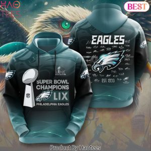 Philadelphia Eagles Super Bowl LIX Champions 2025 Design Signature Hoodie