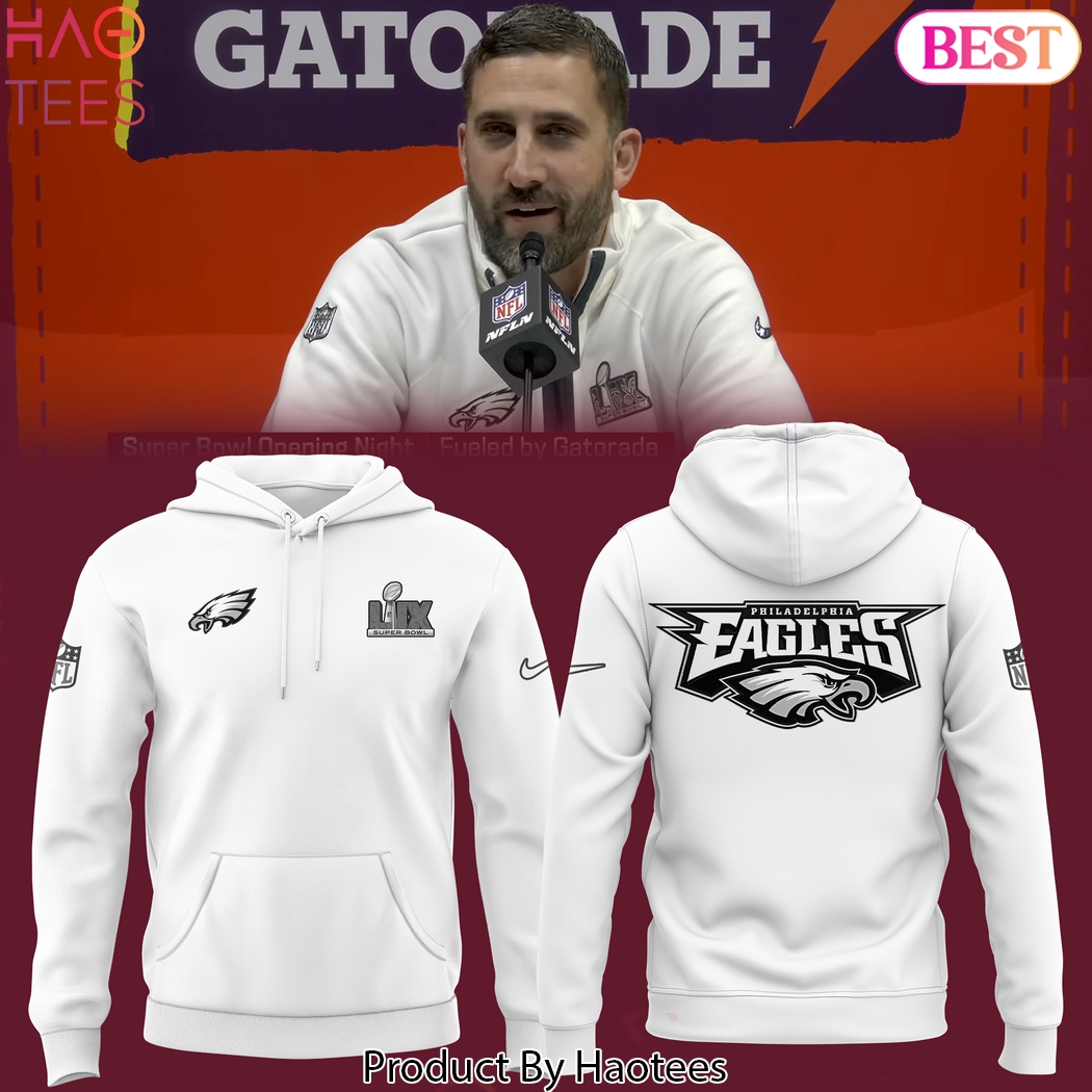 Philadelphia Eagles Super Bowl LIX Design Hoodie - White Philadelphia Eagles Super Bowl LIX Design Hoodie - White