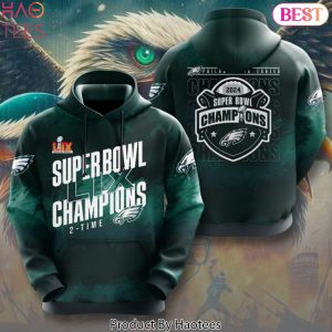 Super Bowl LIX Champions 2-Time Philadelphia Eagles Design Hoodie