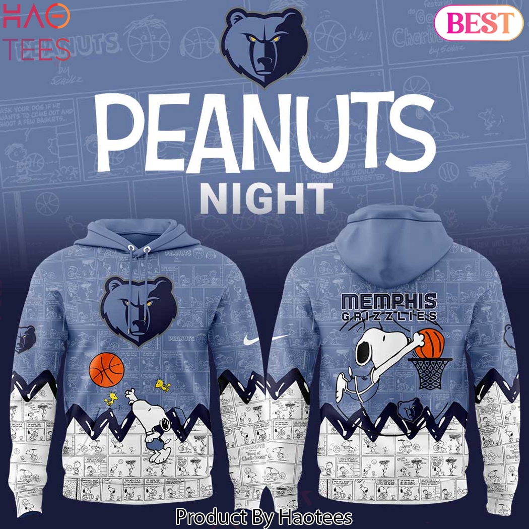 2025 Memphis Grizzlies x Peanuts Night Design Hoodie 2025 Memphis Grizzlies x Peanuts Night Design Hoodie