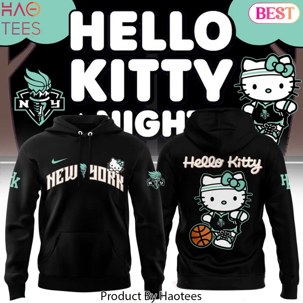 2025 New York Liberty x Hello Kitty Design Hoodie - Black 2025 New York Liberty x Hello Kitty Design Hoodie - Black