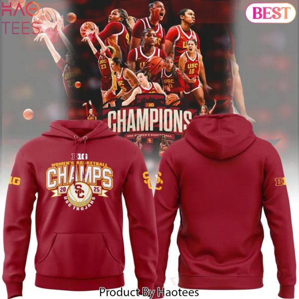 2025 USC Trojans Big Ten Champions Basketball Design Hoodie – Red