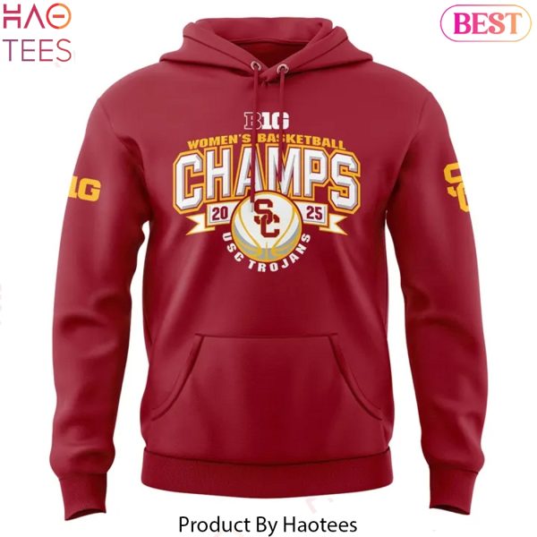 2025 USC Trojans Big Ten Champions Basketball Design Hoodie – Red