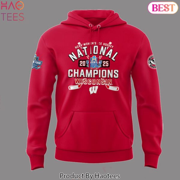 2025 Wisconsin Badgers Womens Hockey Tournament Champions Design Hoodie – Red