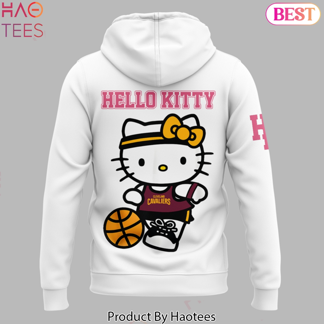 Cleveland Cavaliers Basketball x Hello Kitty Night Design Hoodie - White Cleveland Cavaliers Basketball x Hello Kitty Night Design Hoodie - White